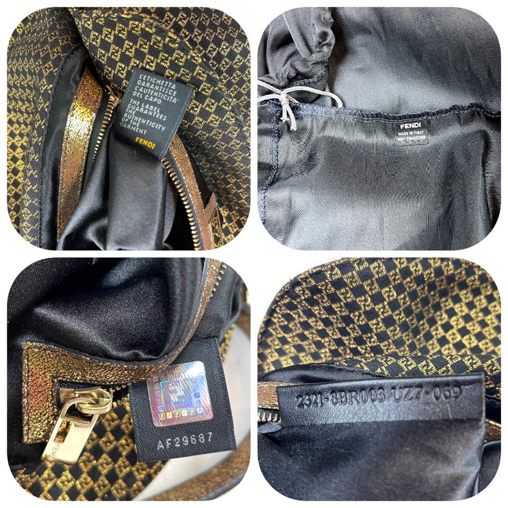 Auc New Fendi Zucchino Metallic Gold Canvas Mamma bag - Picture 7 of 17